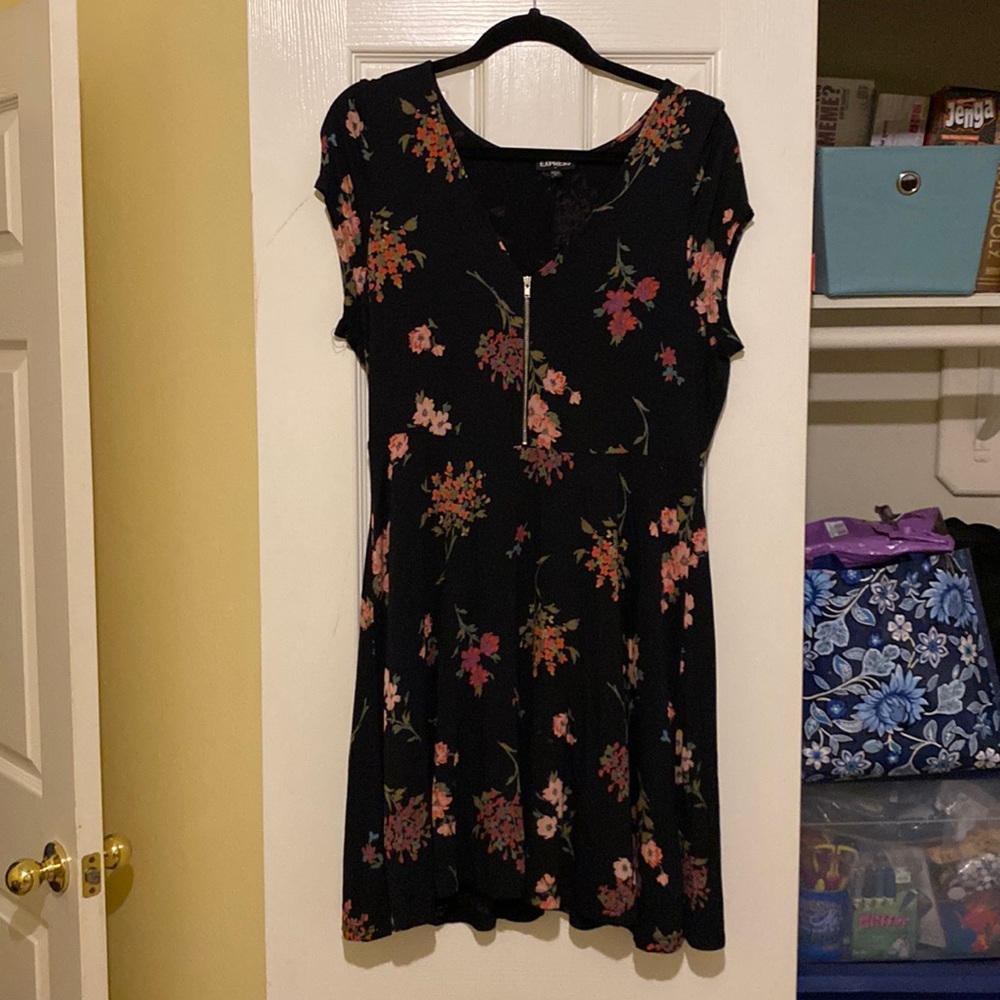 Express black floral dress